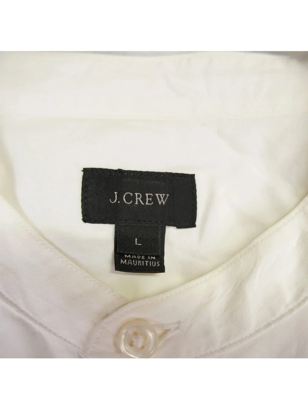 J.Crew White Long Sleeve Mandarin Collar Button-Up Shirt Mens Size Large Preppy